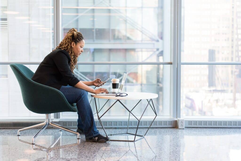 woman with poor sitting posture