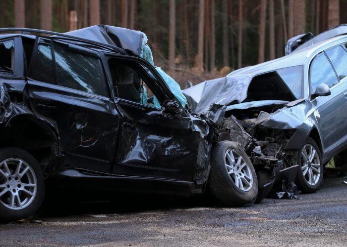 Traffic,Accident,Resulting,In,A,Crushed,Cars
